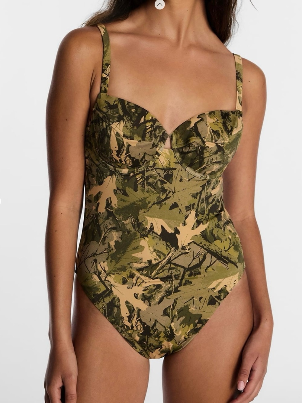 Kacey Lee Olive Green Brown Camouflage One-Piece Swimsuit Size XL NEW